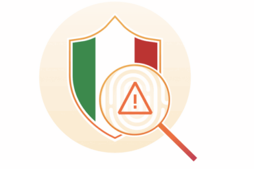 Illustrasjon av internettrafikk og blokkering av nettsider, som symboliserer Italias Piracy Shield-system.
