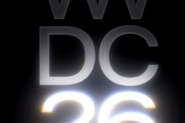 Apple WWDC 2026-logo med teksten «26» og lysende gradienteffekt på mørk bakgrunn