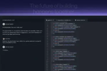 Mørkt skjermbilde av kode og utviklerverktøy med lilla rammeeffekt, brukt som illustrasjon til GitHub-sikkerhetsbruddet og hackergruppen TeamPCP som hevder å ha stjålet interne kodelagre.