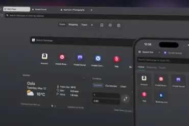 Skjermbilde av Vivaldi 8.0 med det nye Unified-designet som samler faner, verktøylinjer og paneler i én sømløs flate på desktop og mobil.