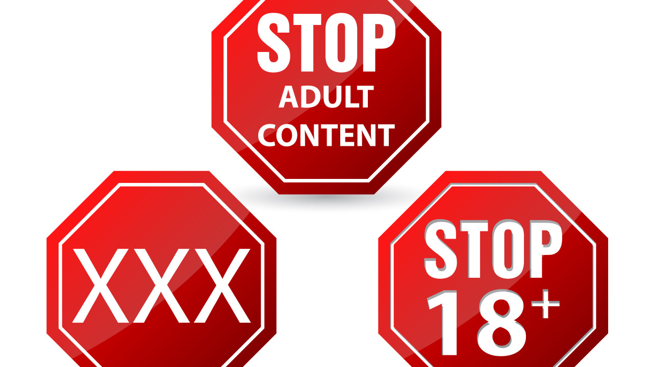 Stop sign with different adult content warning