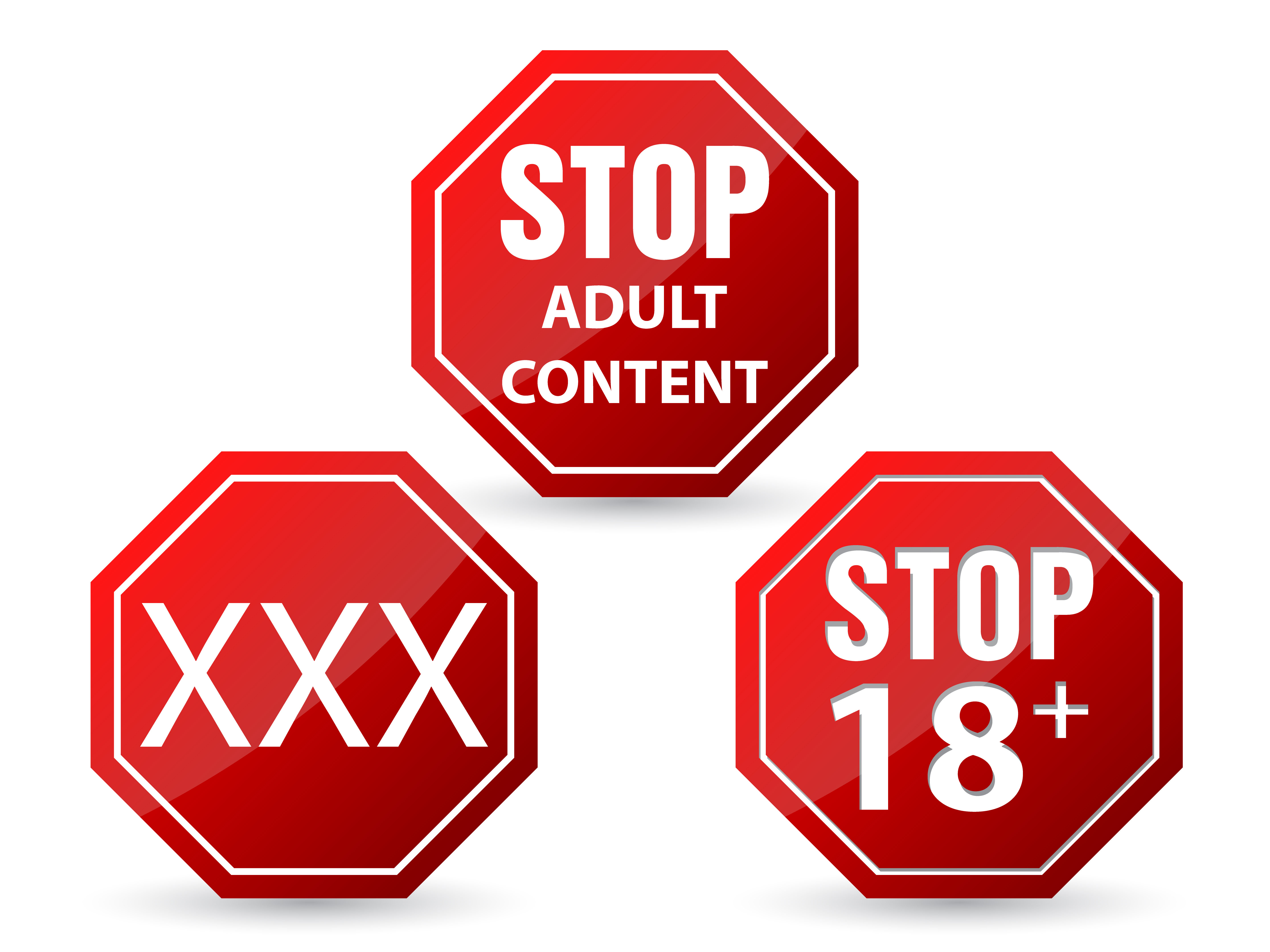 Stop sign with different adult content warning