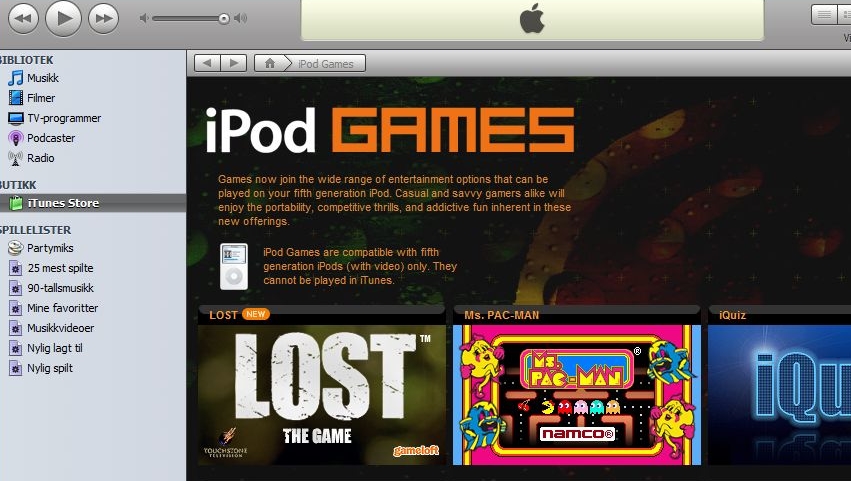 I iTunes 7.2 kan du kjøpe spill - og muligens snart filmer og TV-serier.