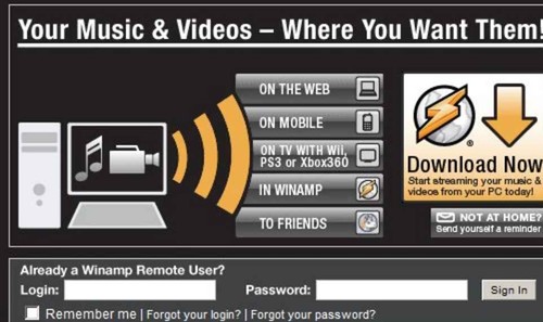 Winamp Remote:  Neste versjon lar deg dele musikken din med deg selv eller andre på nettet.