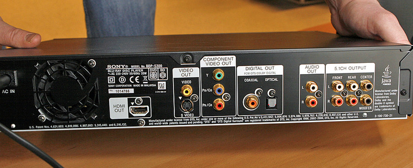 Tilkoblingsmulightene på Sonys BDP-S300.