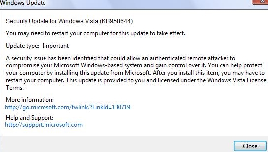 Slik beskrives hullet i Windows Vista.