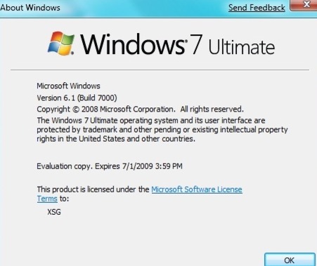 I beta 1 er det mulig å sende tilbakemeldingertil Microsoft.