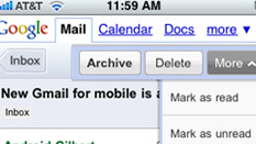 Slik er nettleser-versjonen av Gmail på en iPhone.