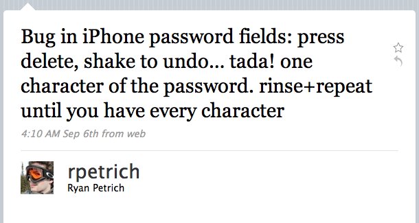 Via Twitter avslørte rpetrich hvor lett det er å se andres passord.