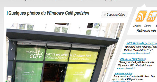 Microsoft måtte forklare seg etter at det franske nettstedet nowhereelse.fr publiserte bilder av det som kommer til å bli verdens første Windows-kafé.