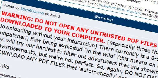Isohunt.com advarer mot et nytt hull i PDF-dokumenter som nå spres via annonser.
