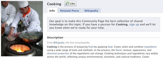 Slik ser Facebooks nye kunnskapsdatabase Community Pages ut.