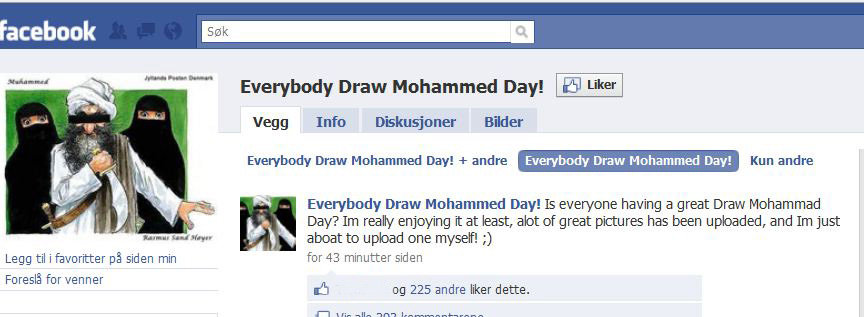 «Everybody Draw Mohammed Day» har i skrivende stund 78 000 medlemmer. I Pakistan er både Facebook og YouTube stengt - etter alt å dømme på grunn av aksjonen.