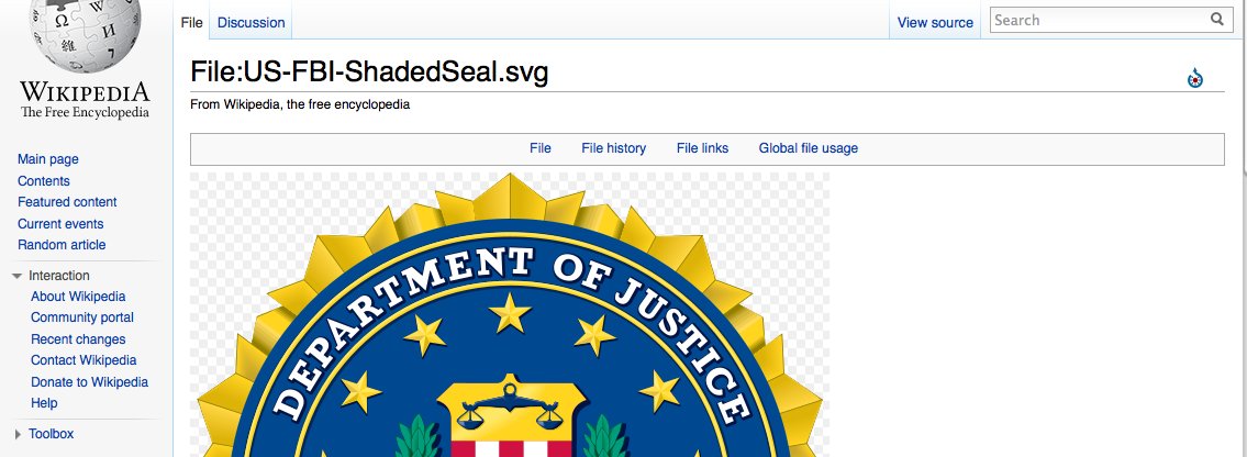 Denne logoen vil FBI at Wikipedia skal fjerne - øyeblikkelig.
