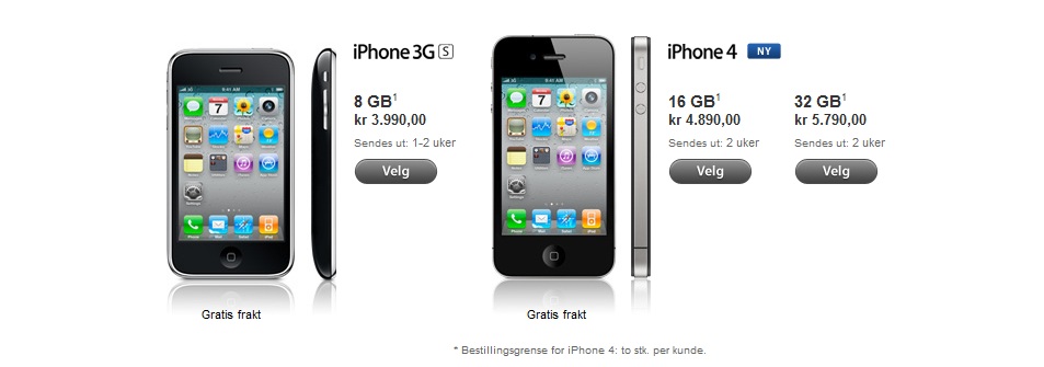 Hvite iPhone 4 glimrer med sitt fravær, også i den norske nettbutikken til Apple.