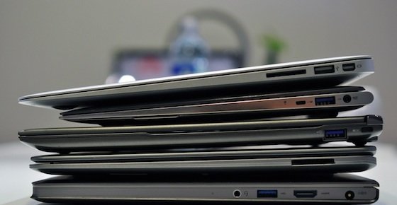 MacBook Air på toppen, Ultrabooks under.