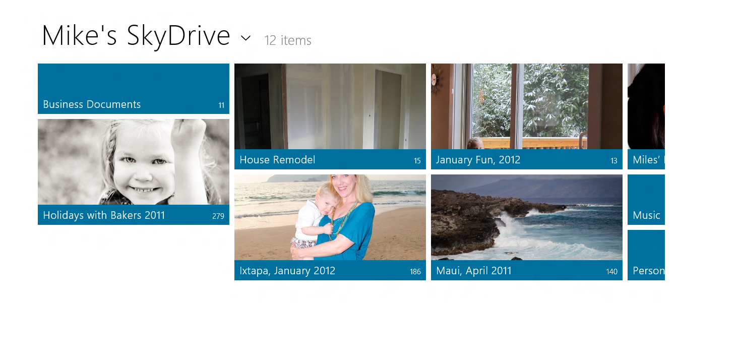 SkyDrive-appen. SkyDrive blir også integrert på en slik måte at alle applikasjoner kan bruke den.