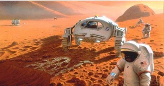 Slik forestiller en ikke navngitt kunstner seg den første koloniseringen av Mars. Blir Google først?