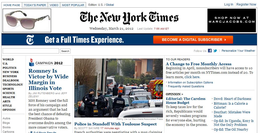 New York Times nærmer seg en halv million betalende nettbrukere.