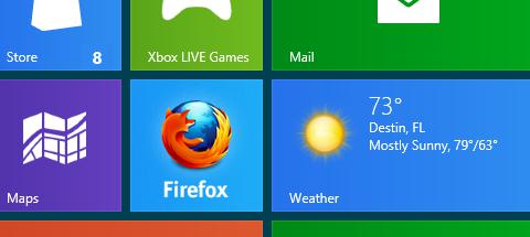 Slik ser Firefox ut i Metro-miljø.