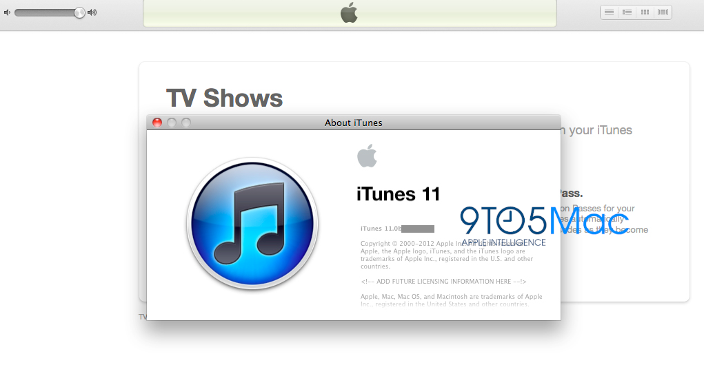 Et skjermbilde av iTunes 11 levert av 9to5mac' anonyme kilde.