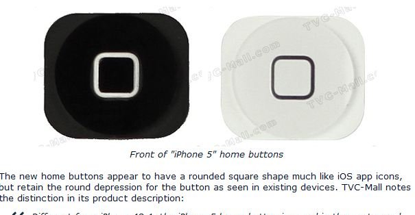 Dette skal visstnok være Home-knappen på iPhone 5. (Faksimile framacrumors.com)