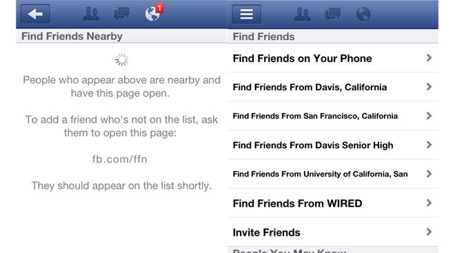 Slik så mobilskjermen ut for noen Facebook-brukere i går. Men så ble vennefinneren fjernet igjen.