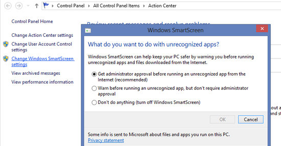 SmartScreen følger med på hva du installerer, og sender filinformasjon til Microsoft for å undersøke om programmet er kjent, og dermed sikkert å installere.
