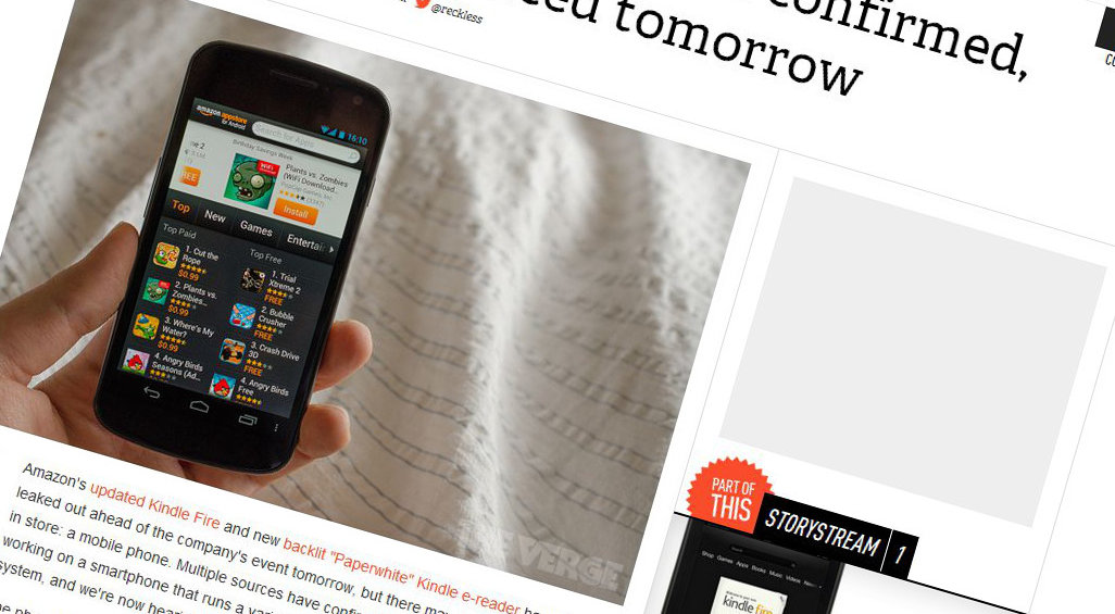 Nettstedet The Verge er skråsikre: Amazon vil presentere sin første Kindle-telefon i kveld. (Bildet er konstruert)
