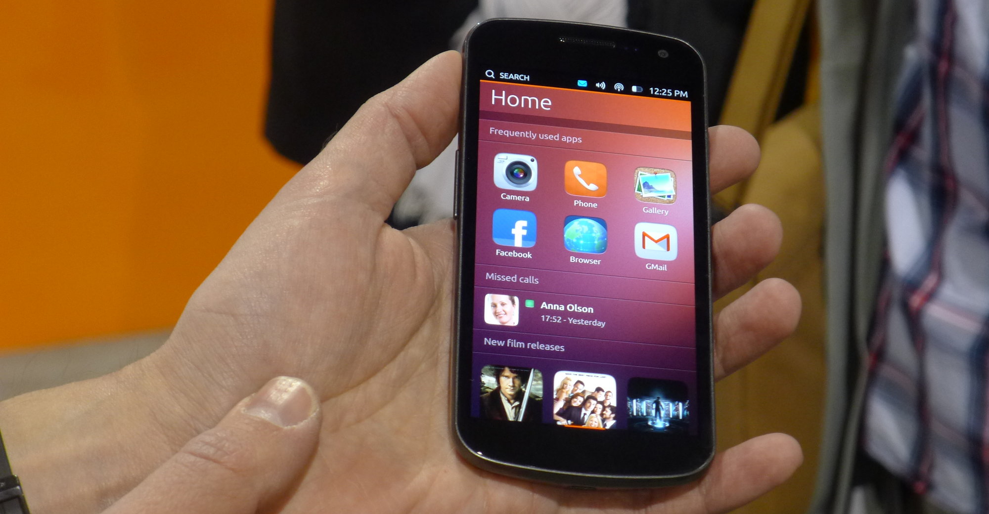 Hjemskjermen til Ubuntus mobil-OS.