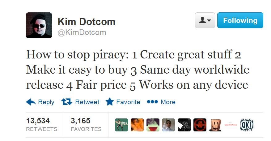 Mandag i forrige uke la Kim Dotcom ut denne meldingen på Twitter. Nå får han svar fra platebransjen.