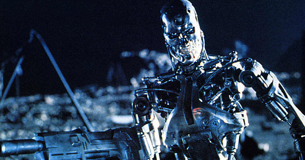 Roboter som dette - en Skynet-soldat fra «Terminator», blir neppe en realitet på de neste 50 åra, hevder ekspert.